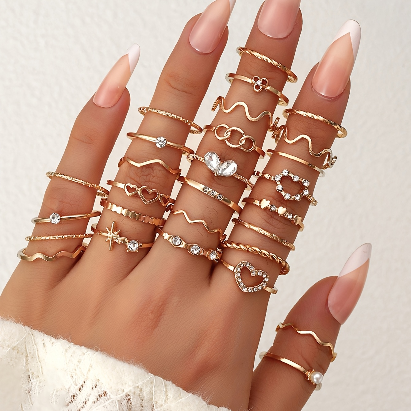 28pc Bohemian Style Women's Love Theme Ring Set